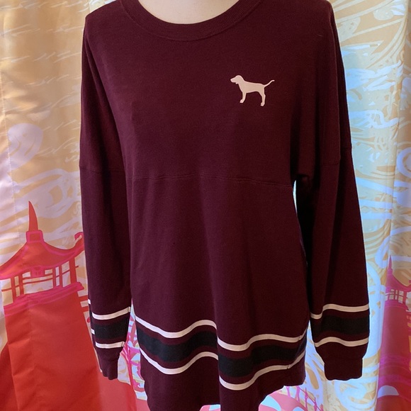 PINK VICTORIA SECRET BURGUNDY SWEATSHIRT AND GREEN HOODIE BUNDLE SZ SMALL - Picture 3 of 8